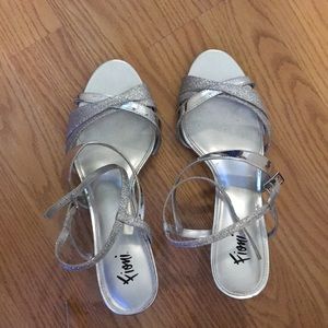 Silver, glittery, 2 inch heels